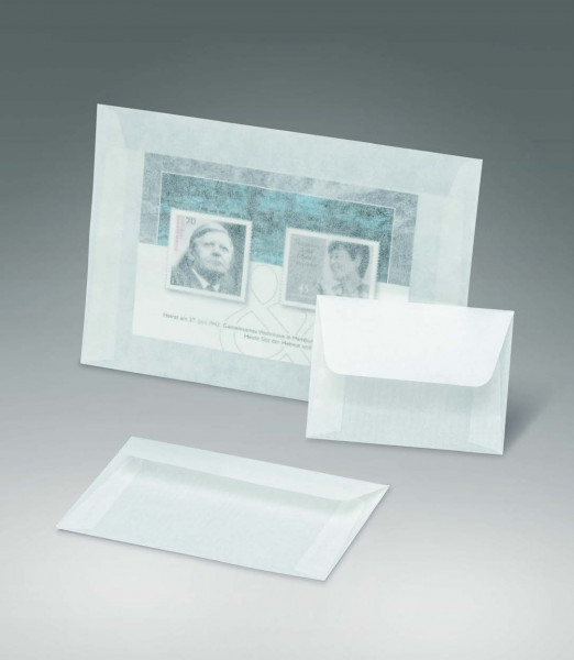 Glassine sleeves, 114 x 81 + 35 mm Flap